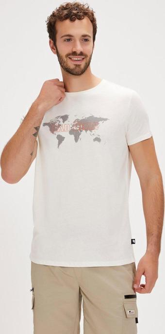 Globe Beyaz Baskılı Erkek Tişört