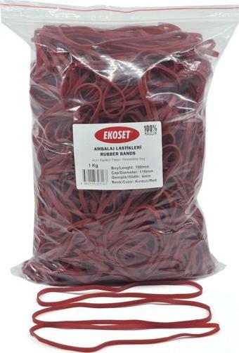 Ekoset 180x4mm Kauçuk Paket Ambalaj Kasa Lastiği Kırmızı 1Kg 18x4