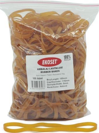 Ekoset 180x5mm Geniş Kauçuk Paket Ambalaj Kasa Lastiği 100 Adet