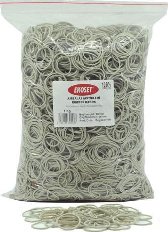 Ekoset Kauçuk Paket Ambalaj Toka Para Lastiği 40mm Beyaz 1Kg