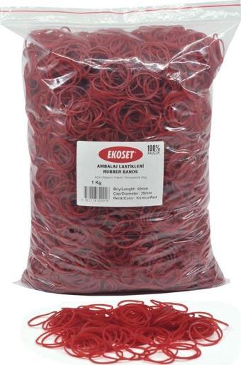 Ekoset Kauçuk Paket Ambalaj Toka Para Lastiği 40mm Kırmızı 1Kg