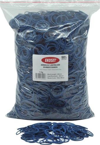 Ekoset Kauçuk Paket Ambalaj Toka Para Lastiği 40mm Mavi 1Kg