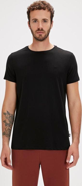 Solid T-Shirt Siyah Basic Erkek Tişört 