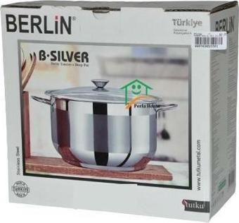 Tutku Berlin Silver 24x14 cm Derin Çelik Tencere