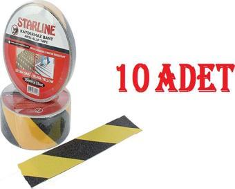 25 Mm*15M Yüksek Tutuşlu Kaydırmaz Bant Sarı-Siyah X 10 Adet