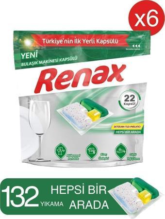 Renax Bulaşık Makinesi Kapsülü Hepsi Bir Arada 22 Li - 6 Paket