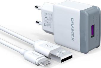 Dramex D30M Şarj Aleti Micro USB Kablolu Set 3.0A