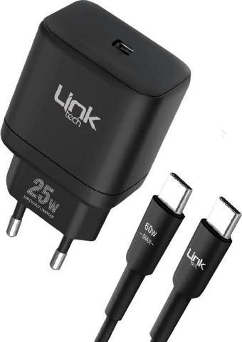 LinkTech C212 25W PD Type-C to Type-C Kablolu Şarj Aleti Set Siyah