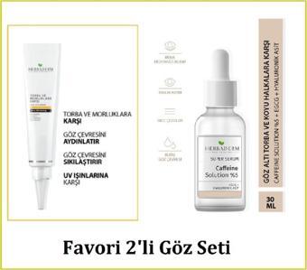 Herbaderm Torba Ve Morluklara Karşı Göz Altı Kremi 15 ml + Göz Çevresi Bakım Serumu 30 ml 2Li SET