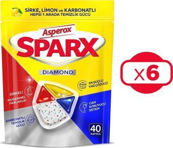 Asperox Sparx Diamond Bulaşık Makinesi Kapsülü 40'lı x 6 Adet