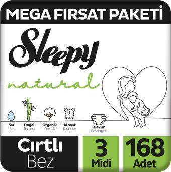 Sleepy Natural Mega Fırsat Paketi Bebek Bezi 3 Numara Midi 168 Adet