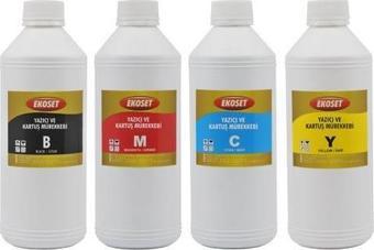 Ekoset Epson EcoTank L3250 L3251 L3260 L3266 Uyumlu 4 Renk Muadil Mürekkep 4x1Litre