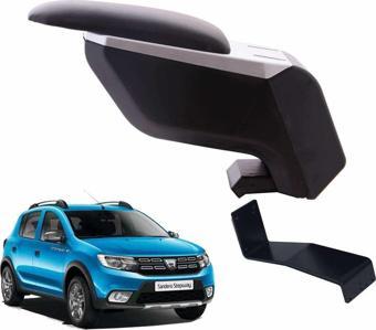3 Tıkla Dacia Sandero Stepway 2017 Delmesiz Çelik Ayaklı Siyah Kolçak Kol Dayama