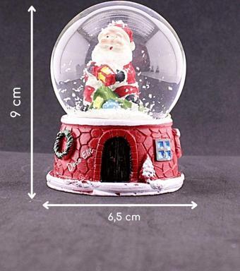 Adm Store Dekoratif Yılbaşı Yeni Yıl Noel Baba Temalı Orta Boy Işıklı Kar Küresi 9 cm