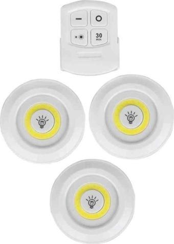 Adm Store Dekoratif Hediye 3'lü Pilli Led Light Uzaktan Kumandalı Dolap Içi Yapışkanlı