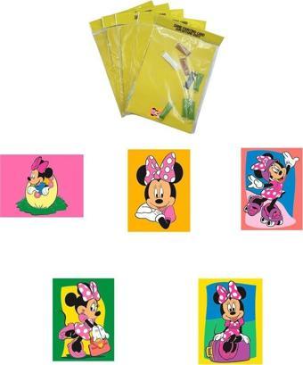 Disney Minnie Mouse, 5 Adet Büyük Boy A4, Kız Çocuk Kum Boyama Kartı Seti-Red Castle KB-D-051