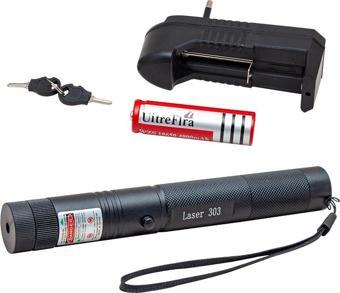 Powermaster OM-1201 18650 Pilli Şarjlı Anahtar Emniyetli Yeşil Lazer Pointer (50 km)