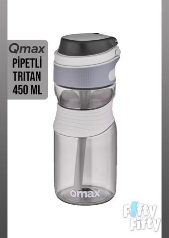 Qmax Pipetli  450ml Tritan Su Matarası 