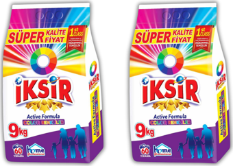 İksir Toz Deterjan Renkliler İçin 2 Ad. x 9 Kg. (18 Kg. - 120 Yıkama)