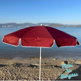 mavisudünyası Plaj Şemsiyesi Bordo Renk Deniz, Balkon, Bahçe (Bidonsuz) 2 Metre, 10 Telli