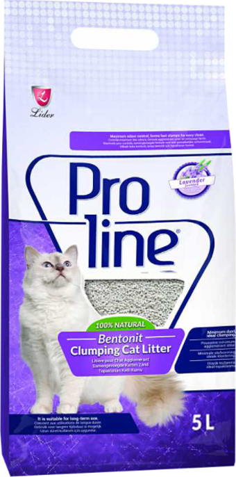 Proline Lavanta Kokulu İnce Taneli Topaklaşan Bentonit Kedi Kumu 2 x 5 L