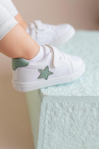 Mint Yeşili Yıldızlı Cırt Cırtlı Günlük Sneaker Spor Ayakkabı-S-1000
