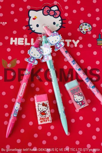 YENİ SEZON LİSANSLI HELLO KITTY 2D FİGÜRLÜ VERSATİL UÇLU KALEM 0.7 MM VE SİLGİ SETİ