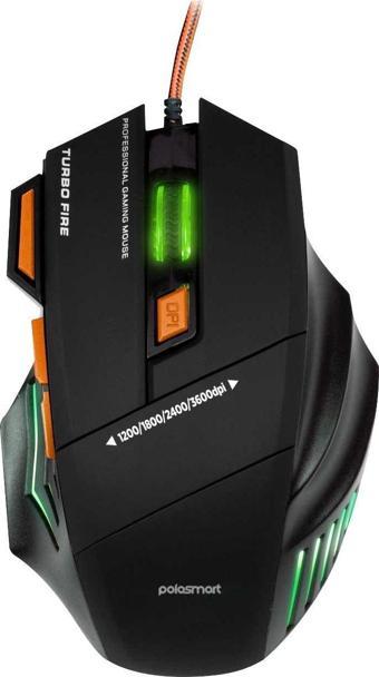 Polosmart Pgs301 Kablolu RGB Aydınlatma 3200 Dpı Ergonomik Tasarım Optik Gaming Oyuncu Mouse Siyah