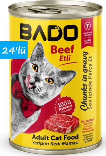 Bado Yetişkin Yaş Kedi Maması Etli Biftekli 400Gr 24'lü