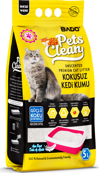 Pets Clean Kedi Kumu Natural Kokusuz 5Lt