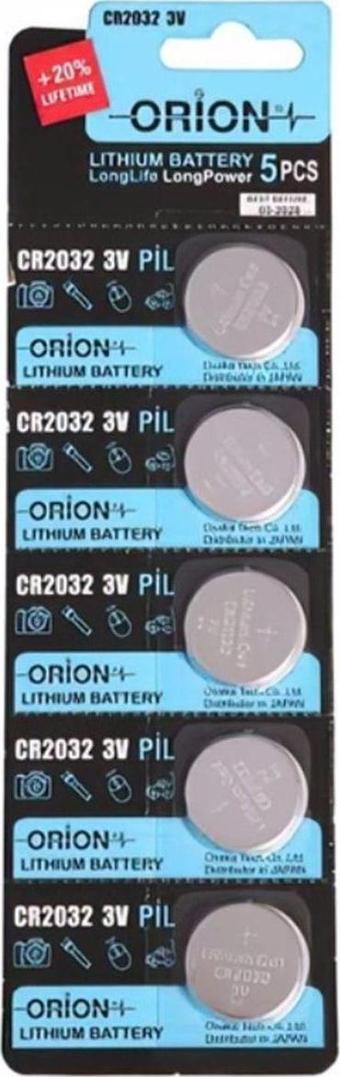 Orion Cr2032 3V Lityum Pil / Cr 2032 3V Düğme Pil 5'Li Kart Paket