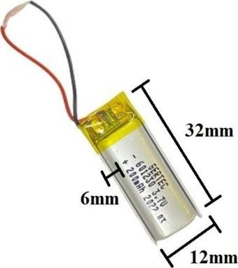 Sertec 601230 3.7V 200 Mah Şarj Edilebilir Lityum Polimer Pil (1.5A)