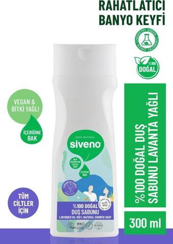 Siveno %100 Doğal Duş Sabunu Lavanta Kokulu Rahatlatıcı Duş Jeli 6 Değerli Bitki Vegan 300 ml