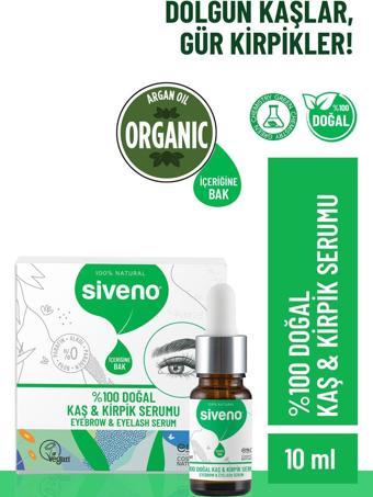 Siveno %100 Doğal Kaş ve Kirpik Serumu Bitkisel Yoğunlaştırıcı Canlandırıcı Yoğun Bakım Yağı Vegan 10 ml