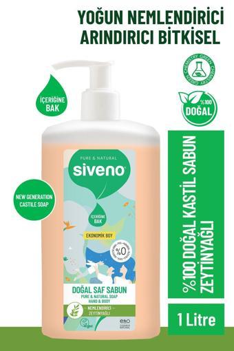 Siveno %100 Doğal Sıvı Kastil Sabun Zeytinyağlı Yoğun Nemlendirici Bitkisel Vegan 1000 ml