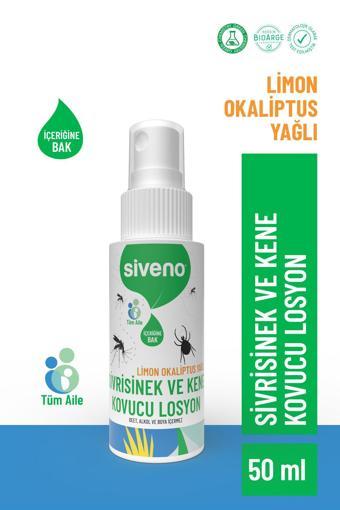 Siveno Sivrisinek ve Kene Kovucu Sprey Losyon Bitkisel Tüm Vücut İçin Seyahat Tatil Boy 50 ml