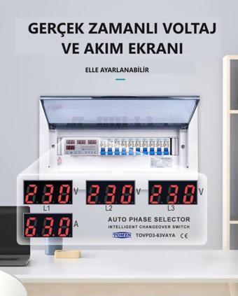 Tomzn Otomatik Faz Seçici Ve Yüksek Alçak Voltaj Akım Koruma Rölesi 220v 100A