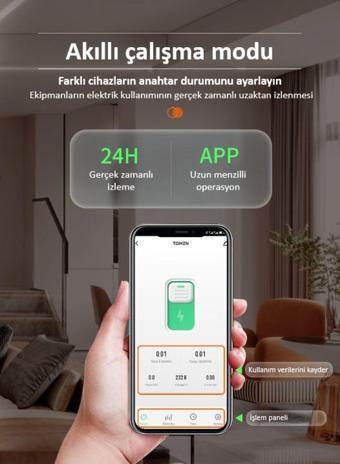 Tomzn Akıllı Voltaj ve Akım Koruma Rölesi, WiFi Özellikli Dahili Enerji Ölçer 63A - Akıllı Sigorta