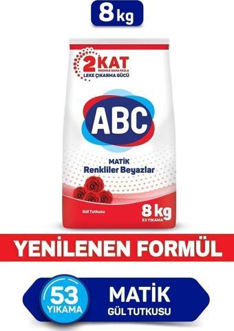 ABC Matik Gül Tutkusu Renkliler & Beyazlar 53 Yıkama Toz Çamaşır Deterjanı (1 X 8 KG)