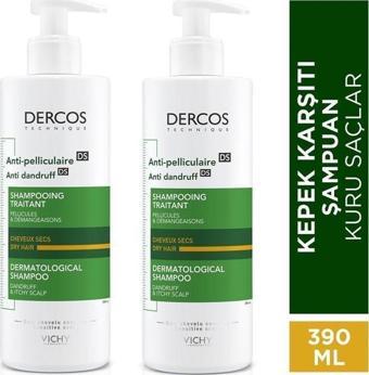 Vichy Dercos Kepek Şampuanı Kuru Saçlar 390 ML - 2 Adet