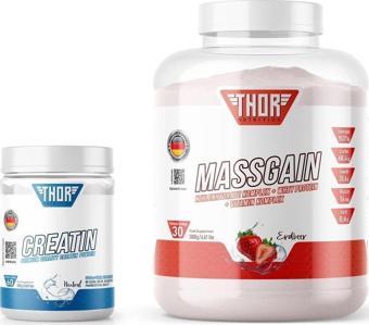 Thor Nutrition 3Kg Massgaıner 30 Servis Çilek Aromalı + Creatine 60 Servis Aromasız + 5 Hediye