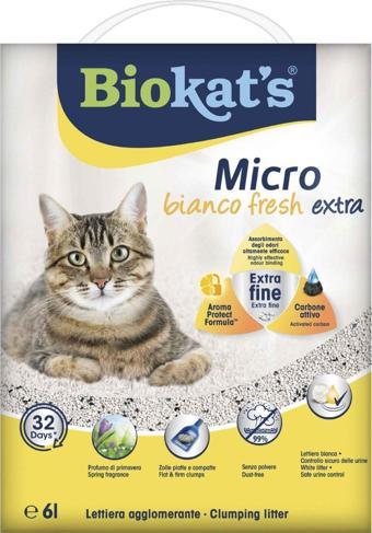 Biokat's Tozsuz Topaklanan Kedi Kumu Micro Bianco Fresh Extra 6lt