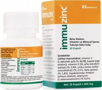 Immuzinc 20 Kapsül Betaglucan Multivitamin Mineral Içeren Teg