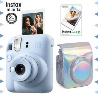 Fujifilm Instax Mini 12 Mavi Fotoğraf Makinesi-10'lu Film Ve Parlak Kılıf Seti