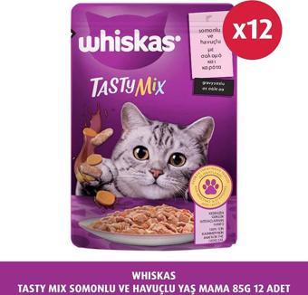 Whiskas Tasty Mix Somonlu ve Havuçlu Yaş Mama 85 G 12X