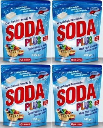 Soda Plus Optik Etkili El Ve Matik Çamaşır Sodası 500 Gr 4 Adet