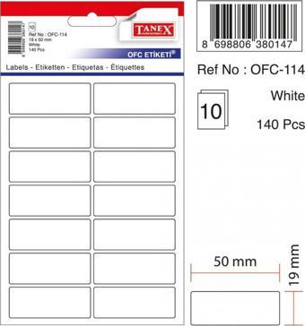 Tanex Beyaz Etiket Ölçü : 50×19 Mm Ofc-114