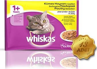 Whiskas Pouch Kümes Hayvanı Çeşitleri Kedi Konserve 4x100 gr 13 Paket