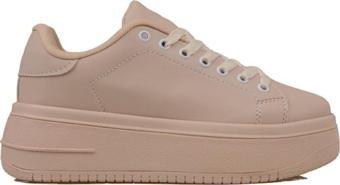Trend Adımlar Kahverengi Düz Kalın Taban Bağcıklı Kadın Sneaker