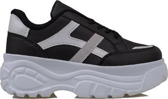 Trend Adımlar Siyah Kadın Kalın Taban Sneaker